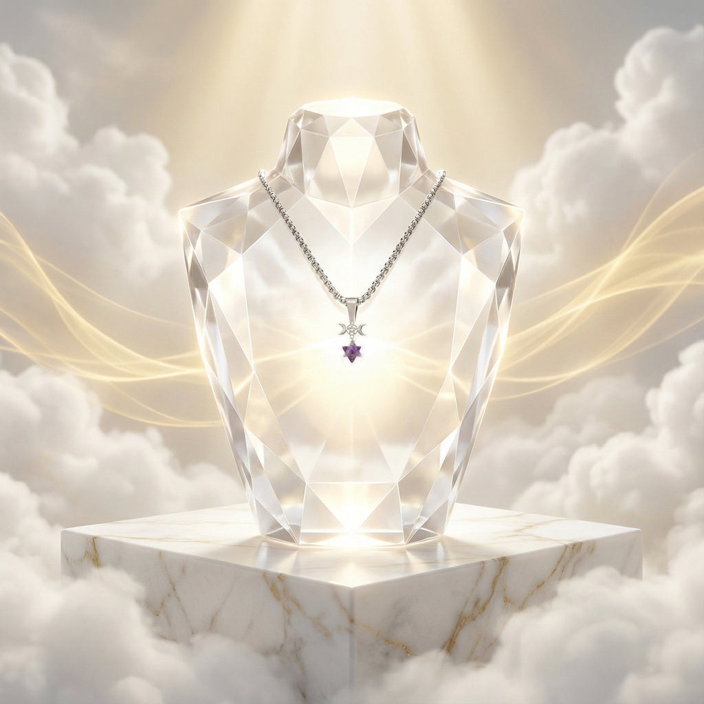 Amethyst with Pentacle & Crescent Moon